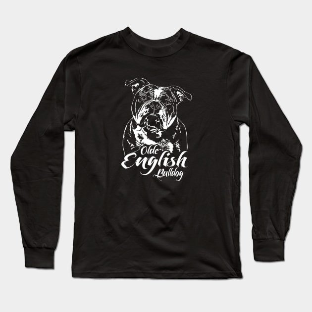 Olde English Bulldog dog lover dog portrait Long Sleeve T-Shirt by wilsigns